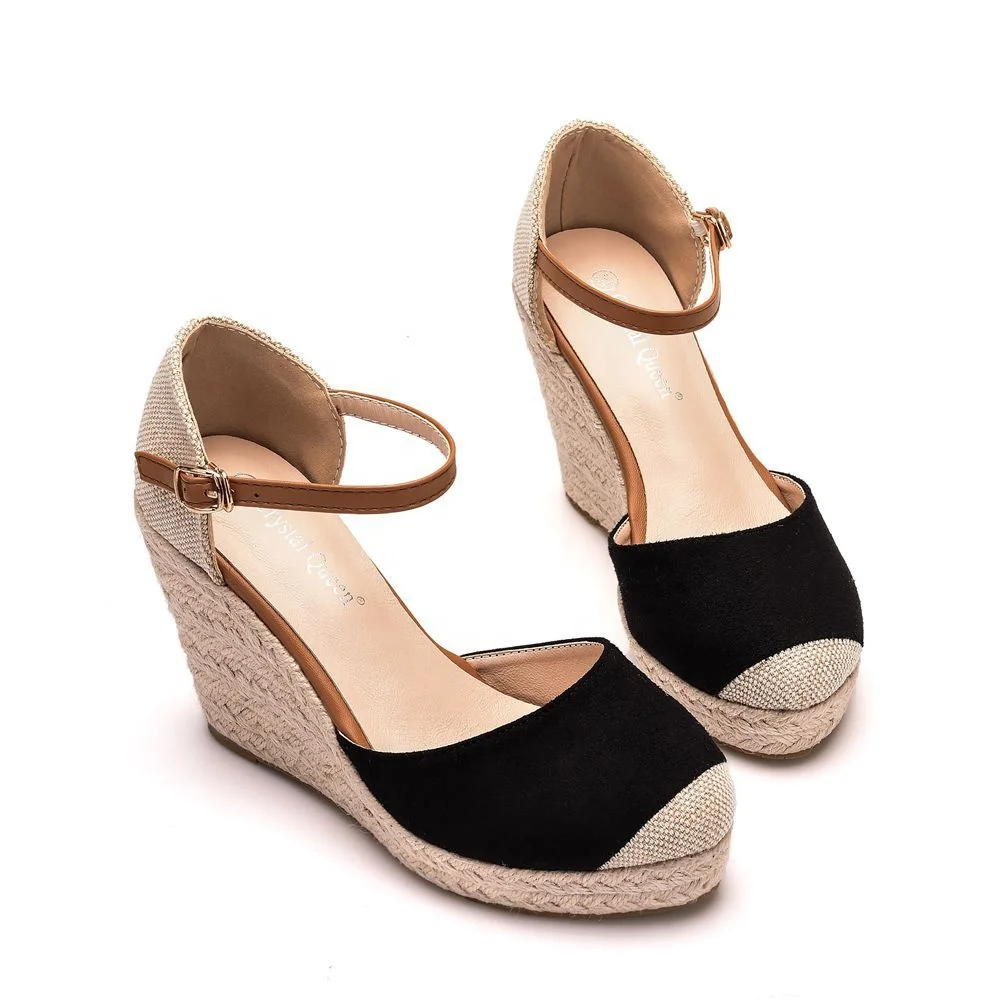 Espadrilles Shoes Women Sandals Buckle cm High Heel Plus Size