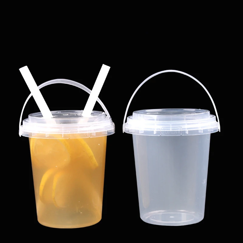 Custom Logo Disposable Fruit Container 32oz Clear Bucket Cup Plastic Drink  Bucket with Lids - China Plastic Cup and Bubble Tea Cups price