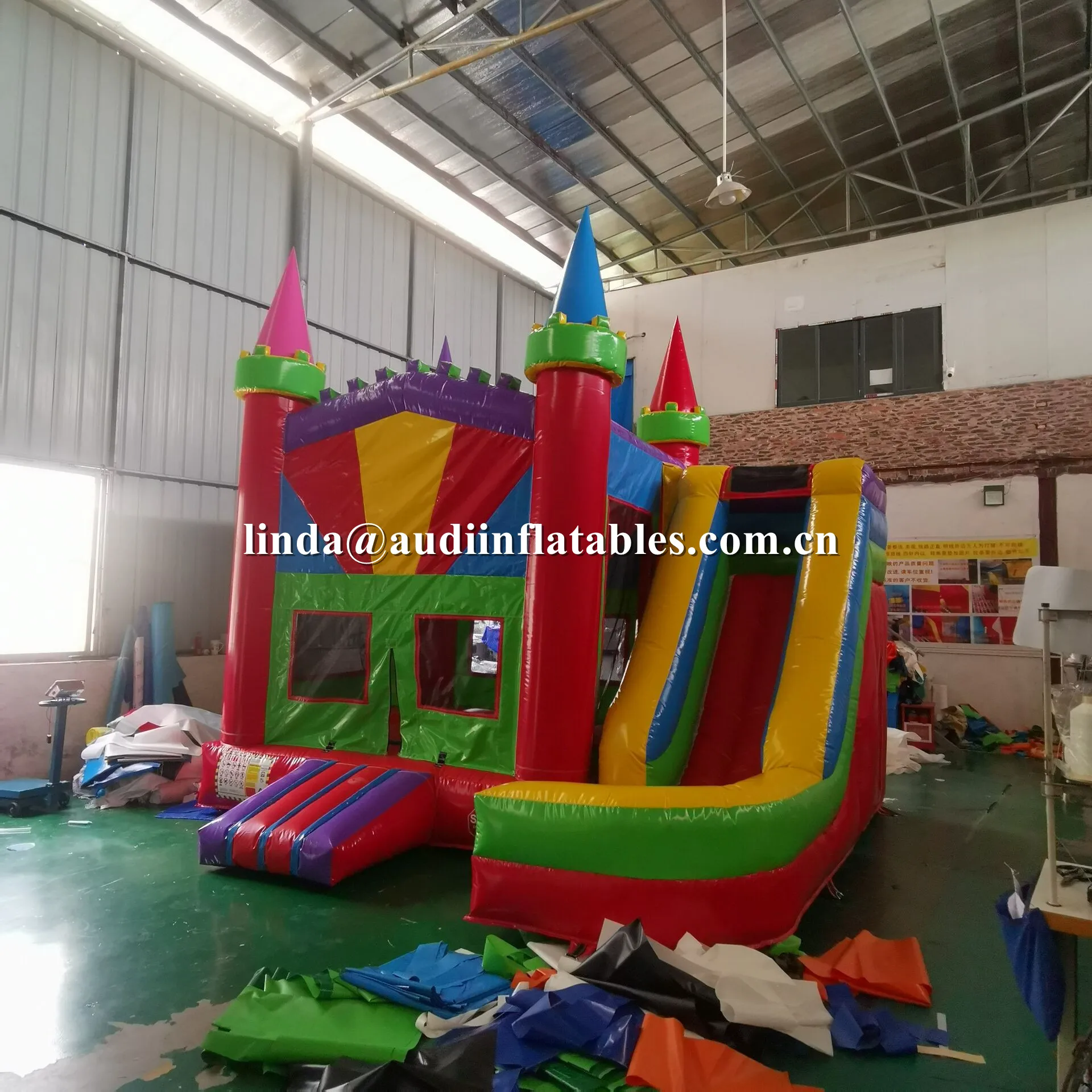 Надувной прыгающий домик 5 в 1 цветной надувной замок и горка для