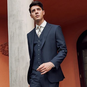 Custom Men's V-Neck Wedding Suit New Design Exquisite Two-Button Formal Two-Piece Upscale Suits Breathable Waterproof for Groom