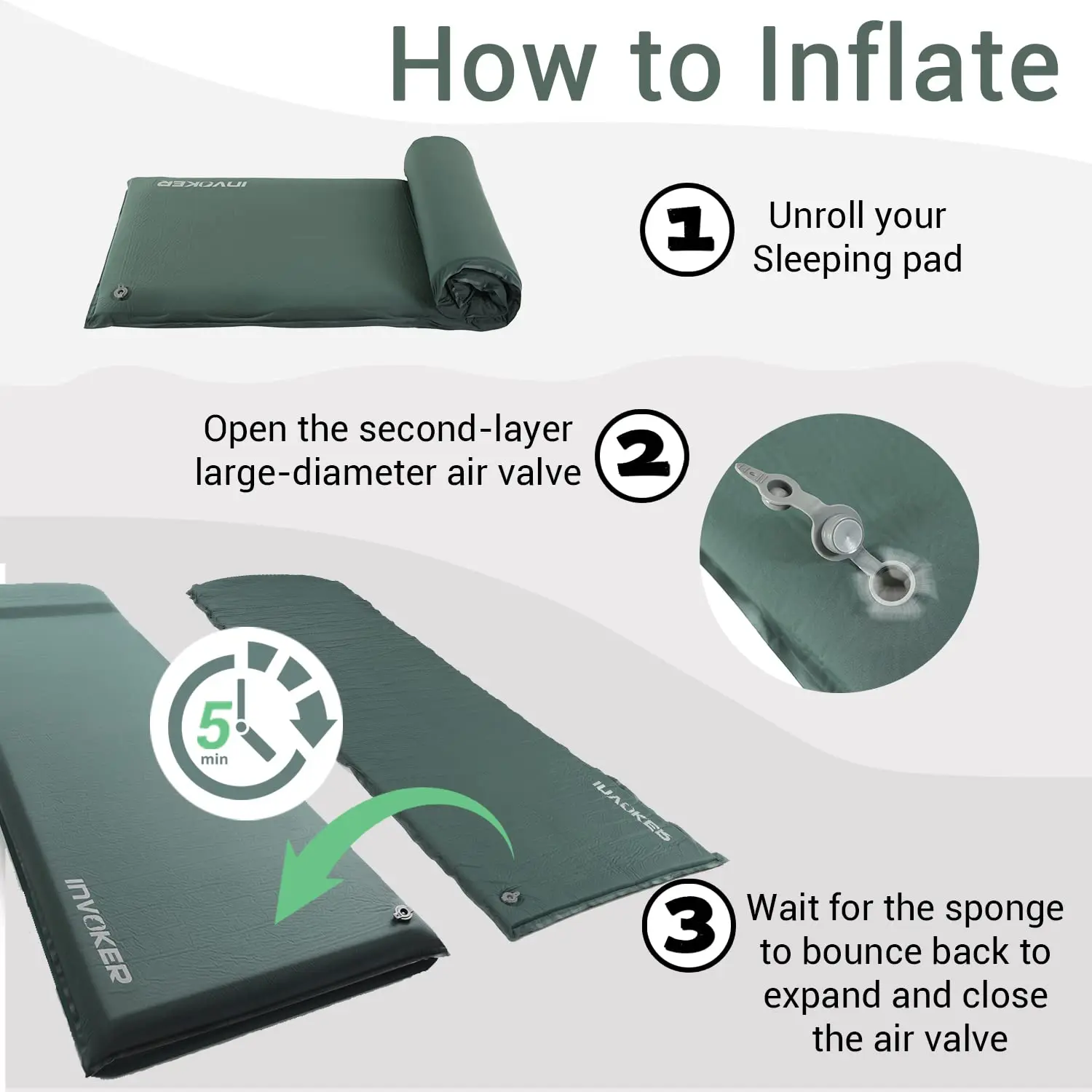 Camping Self Inflating Sleeping Pad with Attached Pillow Lightweight Air Sleeping Pads