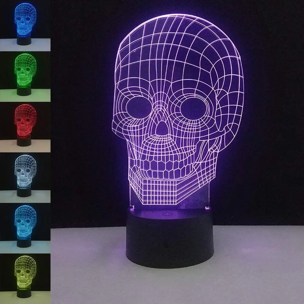 The Punisher Skull 3D Acrylic USB Color Changing LED Night Light Halloween Lamp 