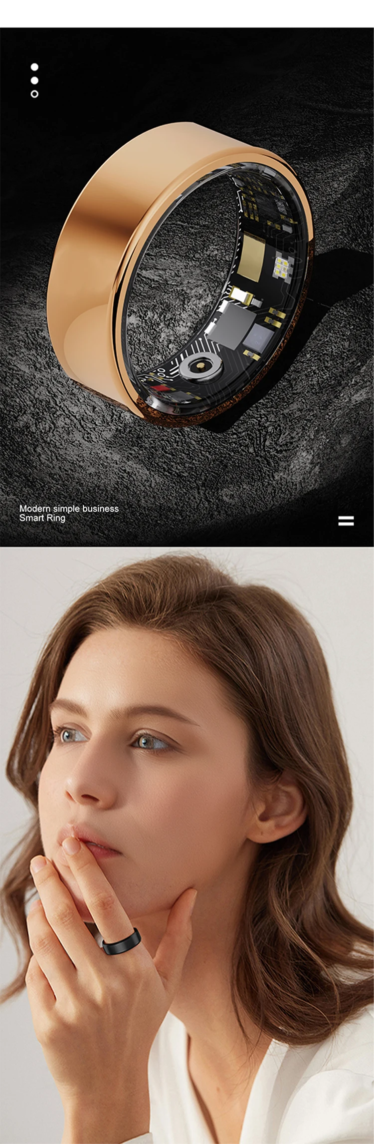 Smart Ring Con Custodia Di Ricarica - Tracker Fitness, Monitoraggio Sonno E Battito, IP68, Taglia 9