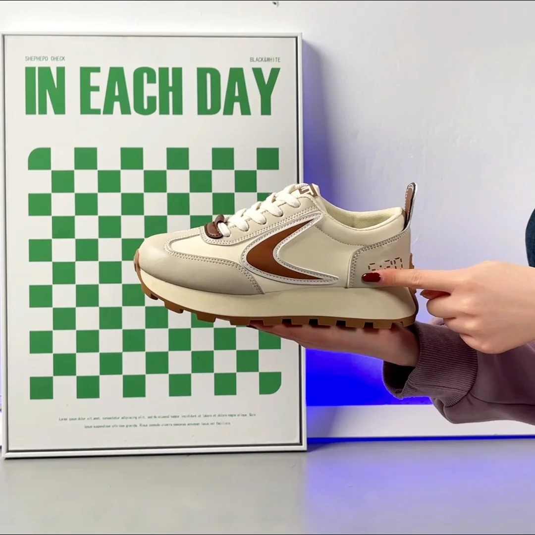 Designer Women Platform Leather Sneakers Running Casual Shoes With