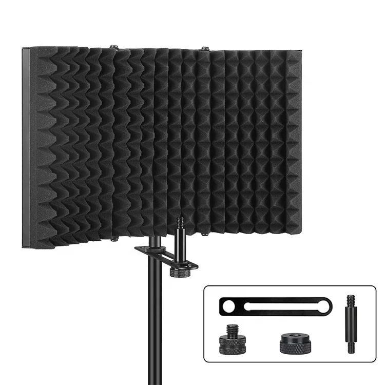 Professional Microphone Isolation Shield with Stand Microphone Soundproofing Cover Microphone Isolation Booth