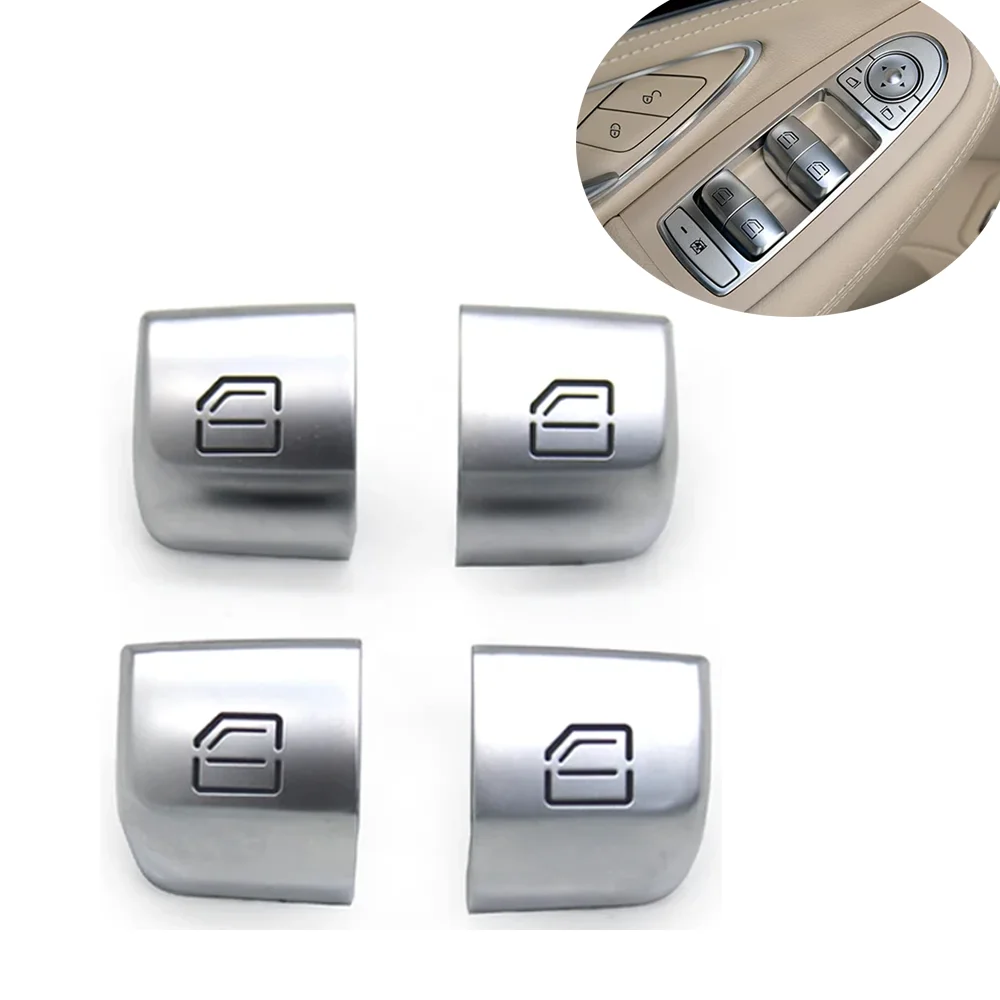 4 PCS W205 Car Master Window Switch Repair Button Cover Door Glass ...