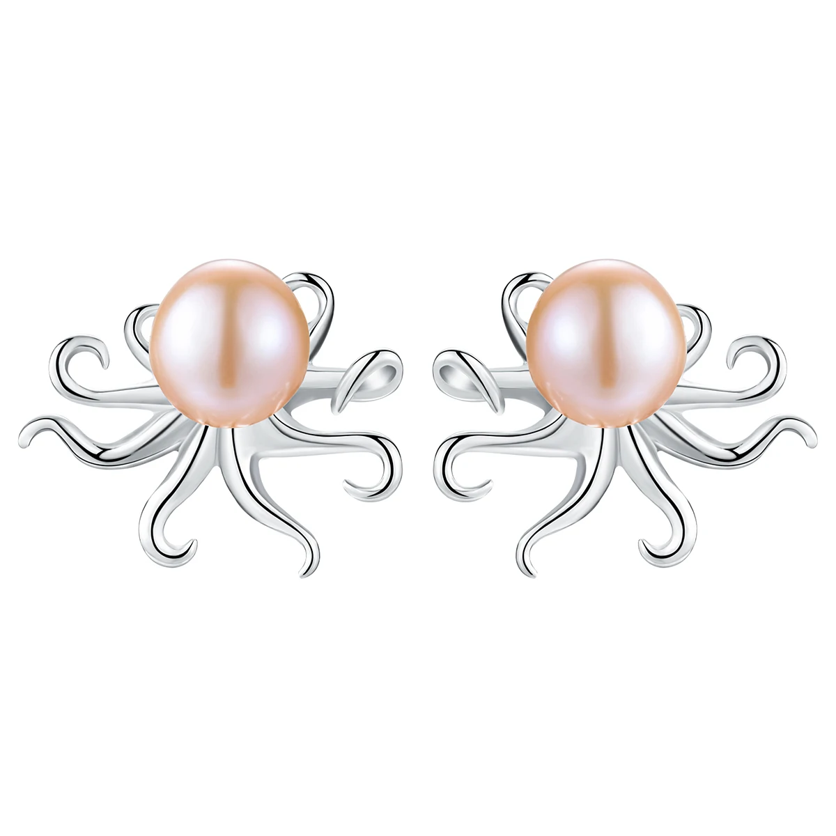 Lotus Fun Factory Price Pure 925 Sterling Silver 18k Gold Plated Octopus Ocean Elements Stud Earrings Fine Jewelry for Women
