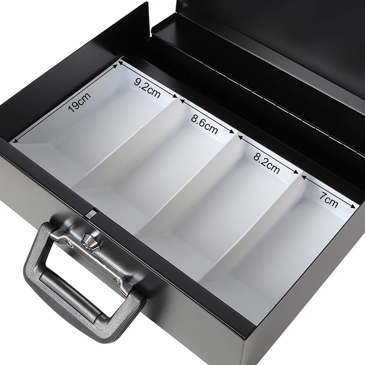 Hot Sale Security Metal Cash Box With PVC Plastic Cash Tray EURO Coin Cash Box