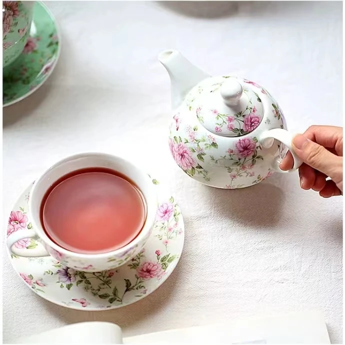 Tea Pot and Cup for One Person Single Pot Tea for One Tea Pot with Cup and Saucer for Wedding Gift supplier