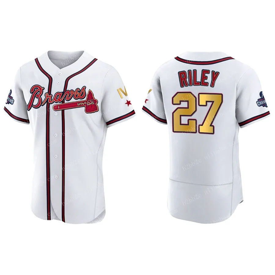 Austin Riley Men's Atlanta Braves White 2022 Program Jersey - Gold