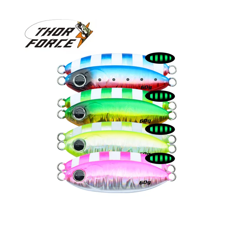 THORFORCE seuelos de pesca 60g 80g 100g sinking long casting luminous color slow pitch jigs  metal lure jig lure fishing lures