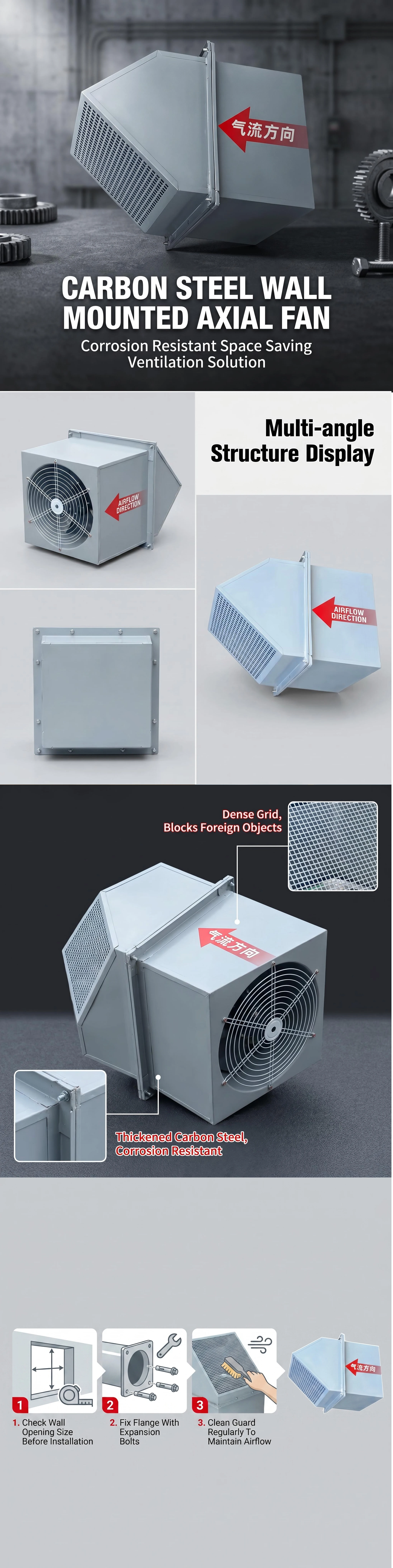 Mount Axial Exhaust Fan, Wall, 220 V, Battery Powered - detail 2