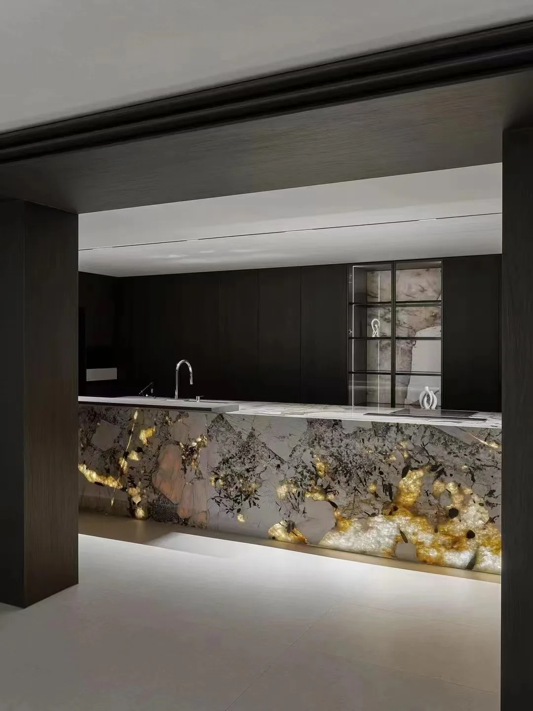 Luxury Patagonia Granite with Backlighting Top and Island Front Backlit ...
