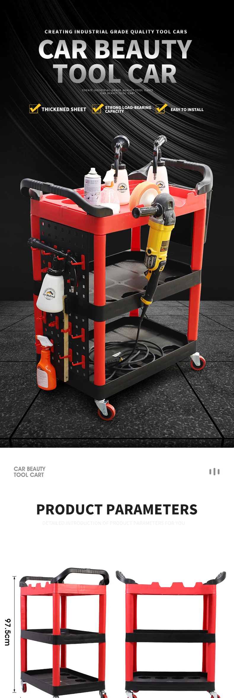FJMQHU Rolling Bucket Cart - Portable Dolly For Car Wash Bucket, Detailing, With 5 Casters