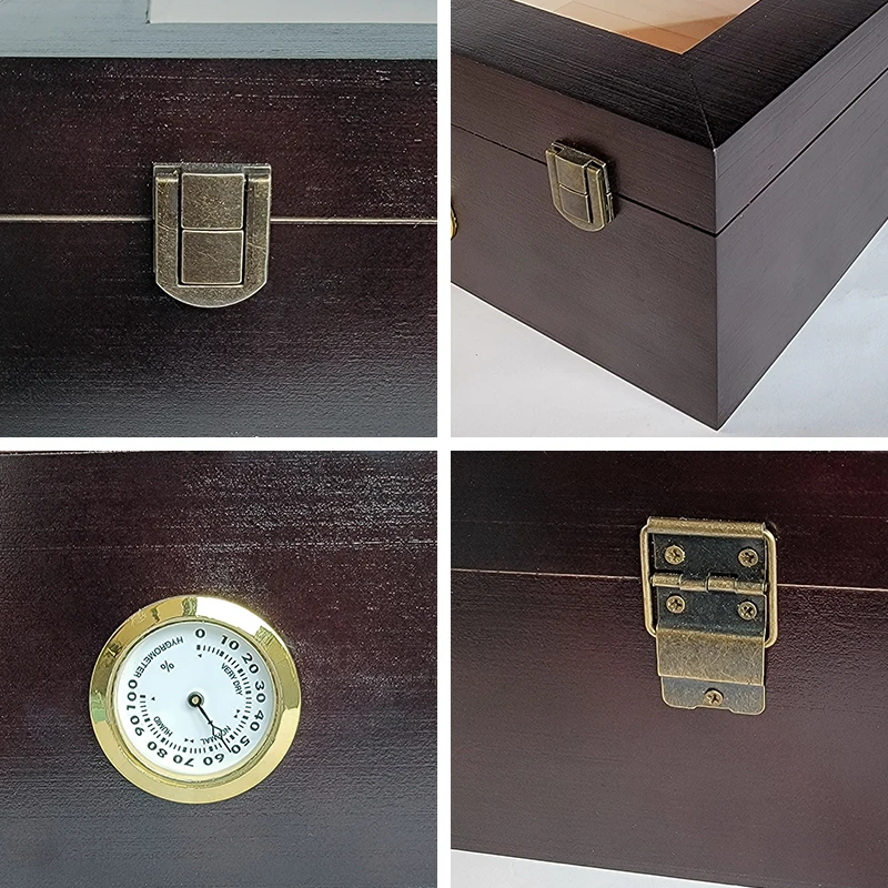 Vanace Custom Logo Black Spanish Cedar Cigar Cases