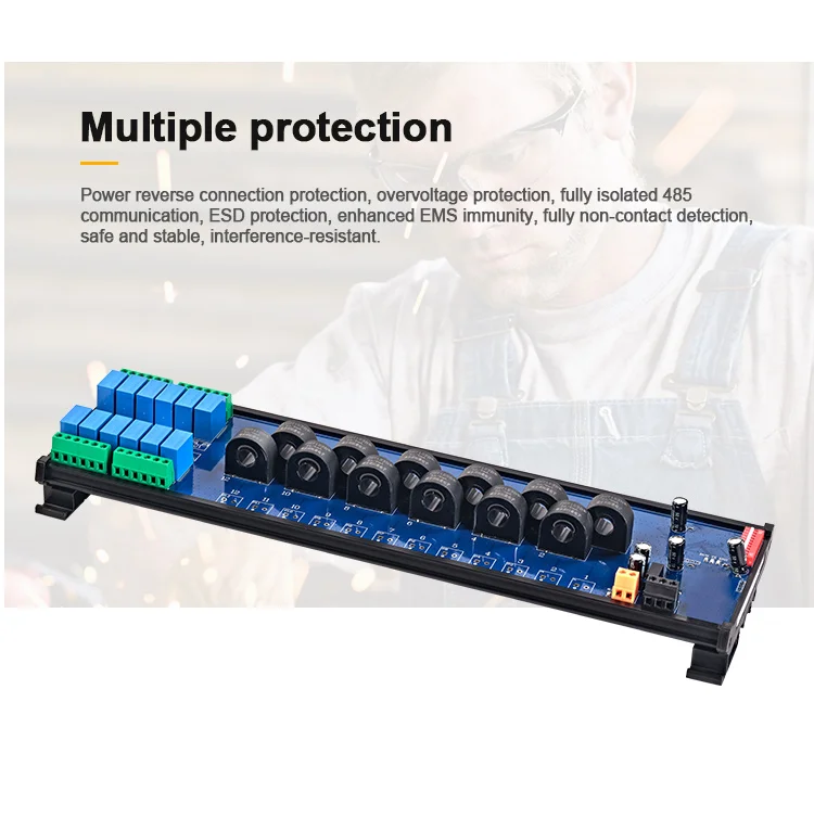 product huaqingjun 12 channel rs485 ac current voltage transformer detect module modbus rtu communication acquisition module338-9