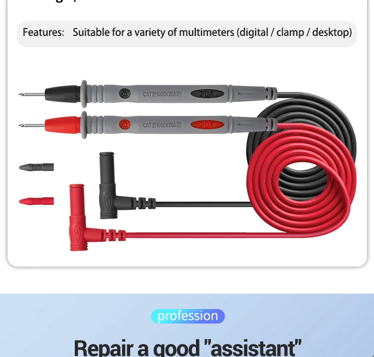 PT1033/PT1034 Replaceable Needles Universal Test Leads for Digital Cable Feeler Wire Probe Multimeter Probes