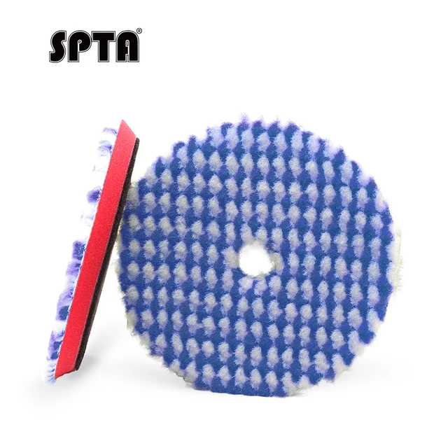 SPTA 3 Inch 1Pc V2.0 Ultra Medium Short Wool Polishing Pad RO/DA Polisher Buffing Pad for Car Polisher