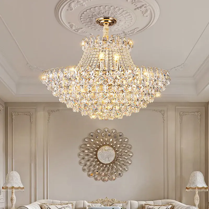 Candelier Kristal Bergaya Mewah Ringan untuk Ruang Tamu & Ruang Makan, LED Boleh Diredupkan dengan Diameter 50–100 cm, Set Lengkap Lampu untuk Seluruh Rumah
