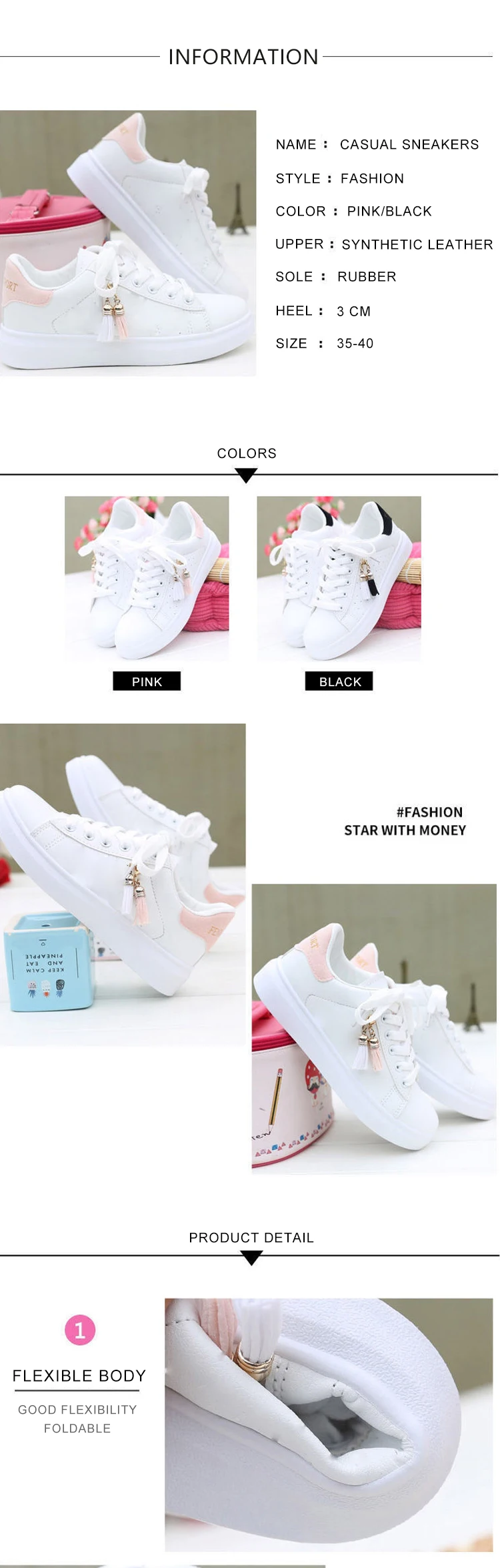 Ladies Casual Sneakers New Spring Autumn Fashion White Shoes Stock 2022 Breathable Lace Up 1672