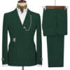 Traje y pantalón verde oscuro.