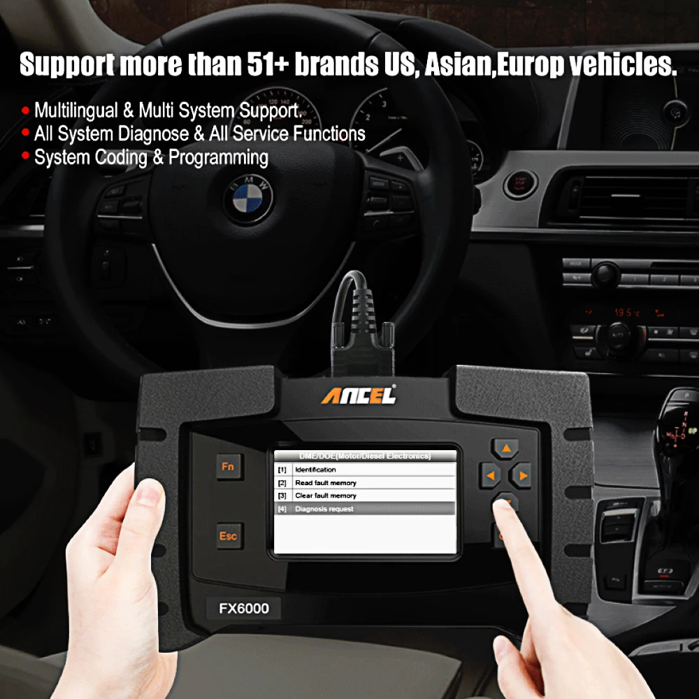 Car Diagnostic OBD2 Engine Scanner Ancel FX6000 Full System Service Fuction ECU Coding Automotive Scanner Tools Free Update