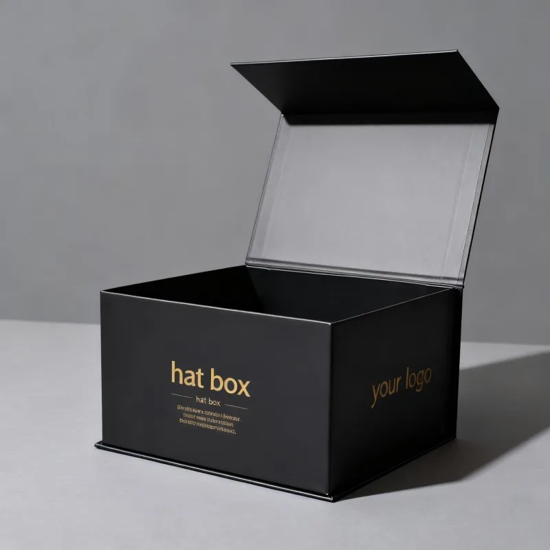 Luxus, felsőkategóriás, egyedi mágneses zárú, hajtott karton csomagoló doboz kalapokhoz és baseballsapkákhoz, környezetbarát, újrahasználható ruházati csomagolás