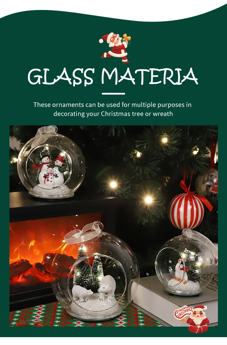 Hot Selling Xmas Decoration Christmas Glass Open Ball  Holiday Gift factory