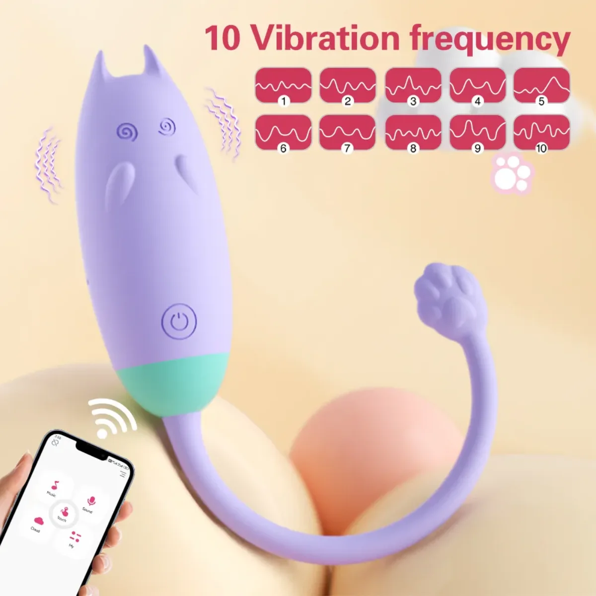 App control interface showing 10 vibration frequency options