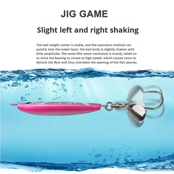 Cheery Little Fat Slow Jigging Stainless Steel Plate Rotating Bearing Sequin UV Single Hook Boat Fishing Lure Swordfish Fishing – Metal Jig – view 4