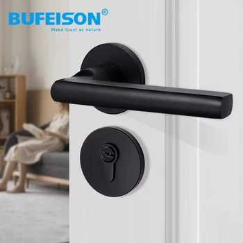 American Black Door Lock Indoor Bedroom Wooden Door Lock Bathroom Universal Silent Lock Household Split Room Door