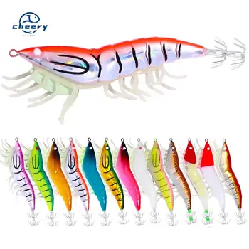 Cheery Wholesale SJ026 Luminous Shrimp Shaped Baits 12cm 20g 3.5# Saltwater Squid Jig Fishing Lures Plastic Ocean Boat Fishing – Metal Jig – view 2