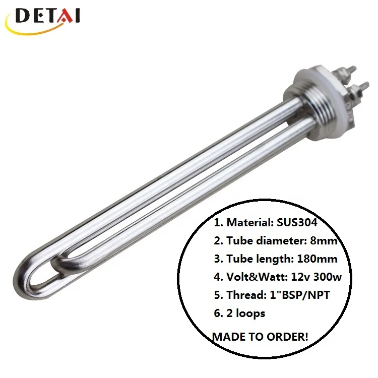 Élément Chauffant 12V DC 300W ACTii AC2426 - Tige 5/4" (1"1/4) Pour Solaire/éolien