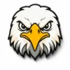 Feroce aquila calva americana mascotte dal piumaggio bianco e affilato
