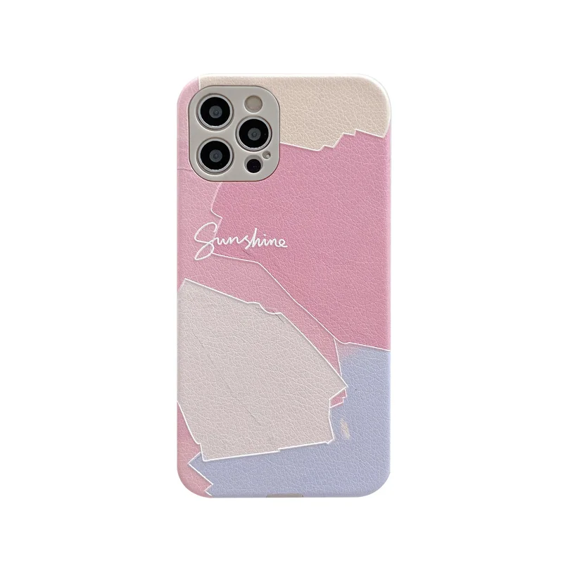 Cheap Price Purple Luxury Pink Color Pu Leather Abstract Soft Phone Popular Protective Case For iPhone 7 8 plus xr 11 12 Pro max
