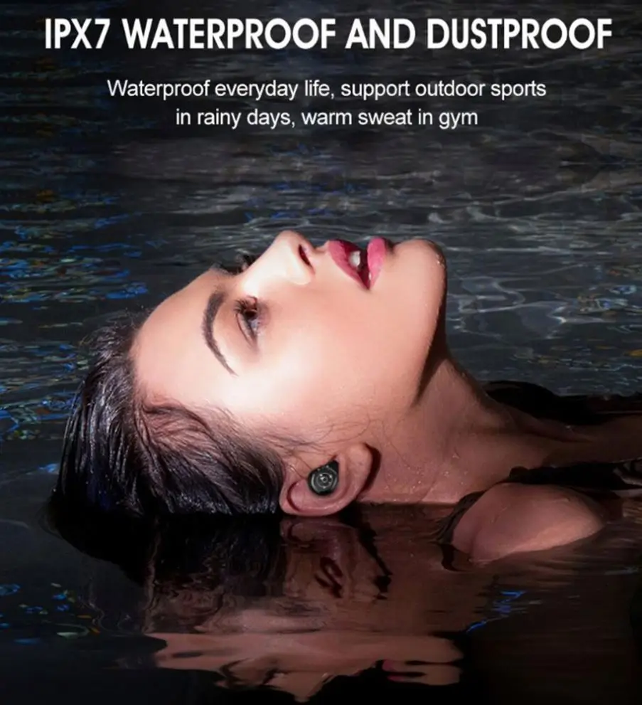 Мини-наушники беспроводные наушники обеспечивают защиту от BT 5,0 IPX7 водонепроницаемые наушники F9-5 с микрофоном