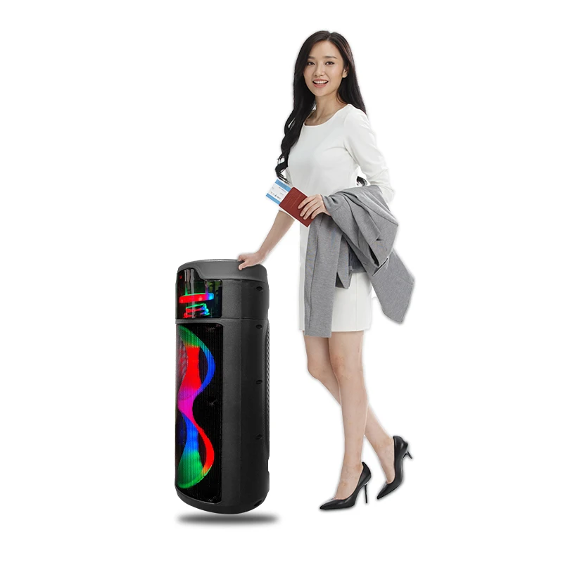 Zqs8222 caixa de som portátil 40w, subwoofer duplo, rádio fm