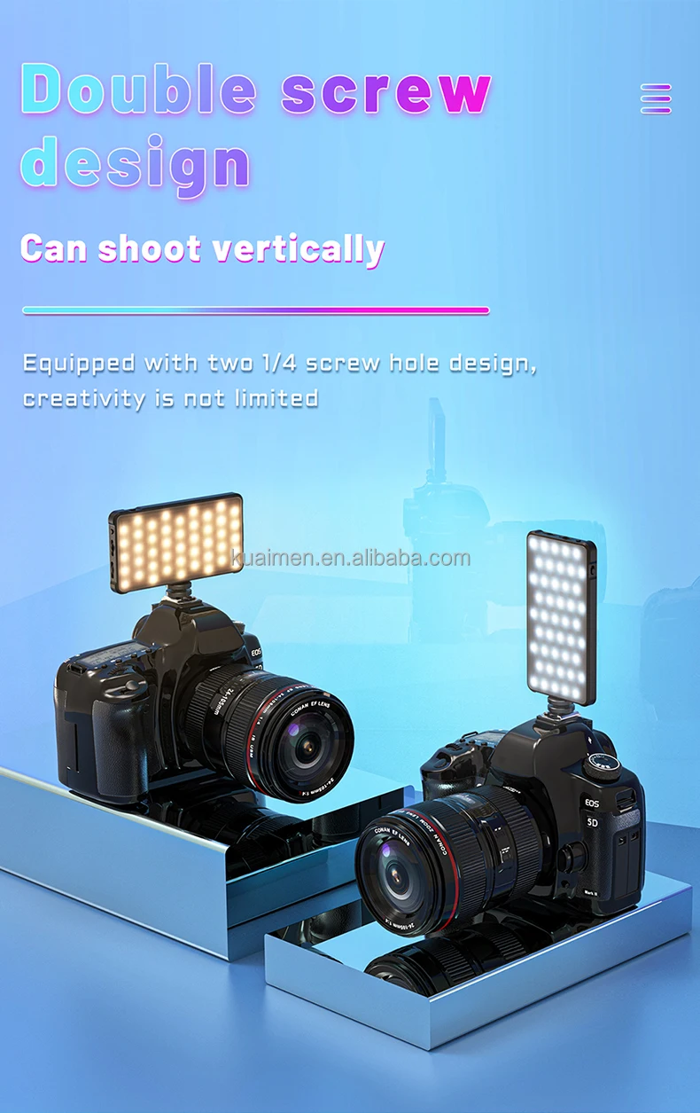 Rgb On Camera Portable Video Light With Builtin 4000mah Powerbank 24