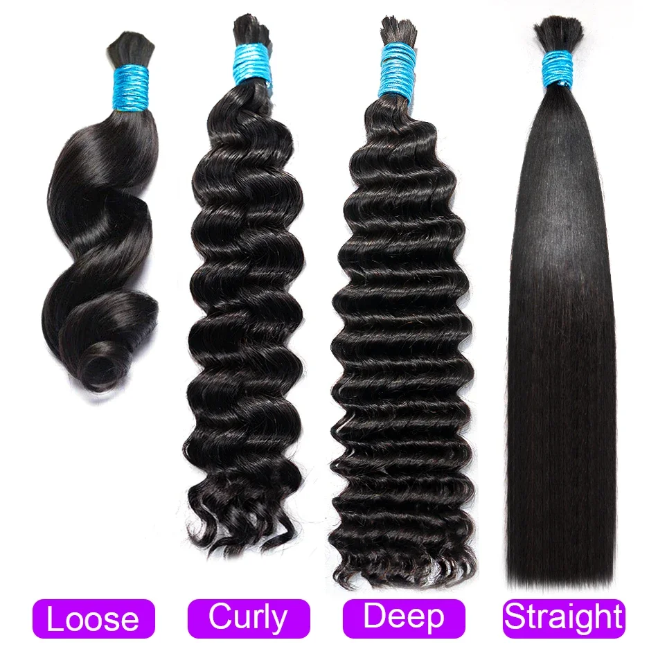 100% Virgin Human Hair Bulk Extension Loose Body Wave Bulk Weaving For Braiding Unprocessed No Weft Straight Deep Wave Hair Bulk_voghion.com