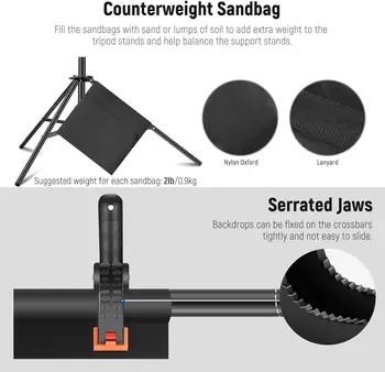 Neewer 10ft/3m Wide 6.6ft/2m High Adjustable Background Stand with 4 Crossbars Photo Studio Backdrop Support System product image