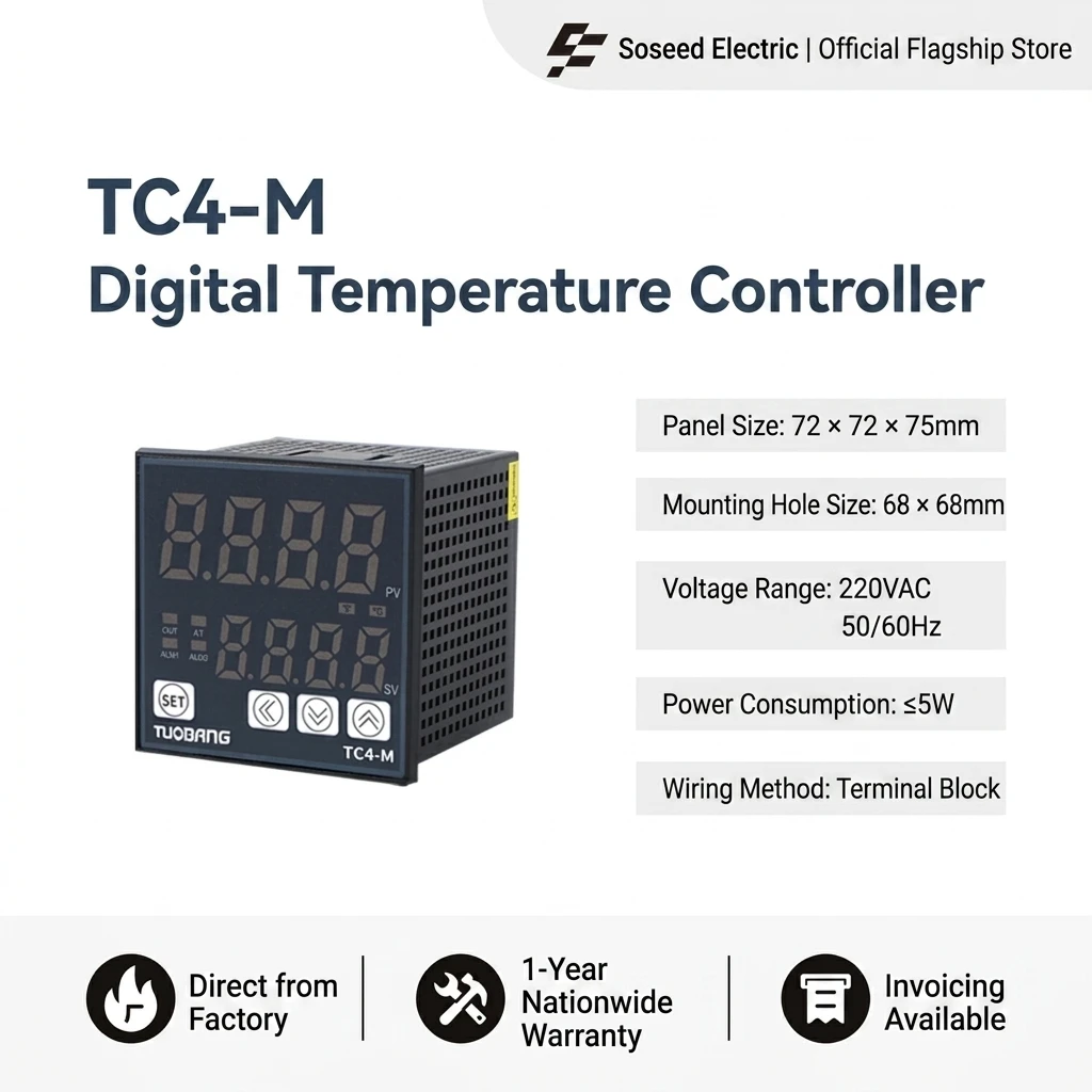 TUOBANG TC4M 72*72 Digital Pid Temperature Control Relay SSR Output Intelligent Thermostat Temperature Controlinstrument 220V