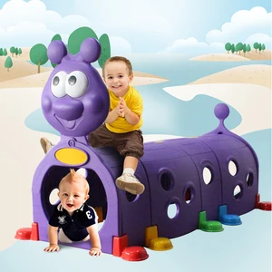 Indoor Outdoor Worm Colorful Amusement Tunnel Kids Plastic Animal Tunnel Toy