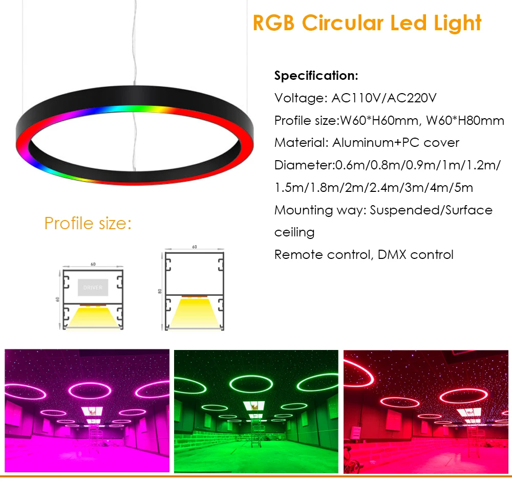 Modern Design Rgb Circular Pendant Led Lamp For Projects - Buy Rgb ...