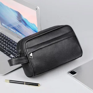 Soft Pu Leather Travel Cosmetic Bag ,Waterproof Toiletry Bag ,Handmade High Quality Men Wash Bag Customized for Men and Women