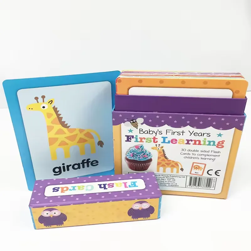 Custom Graphic Alphabet Cartoon Color Cognitive Flash Playing Cards Set for Kids Family and School Education