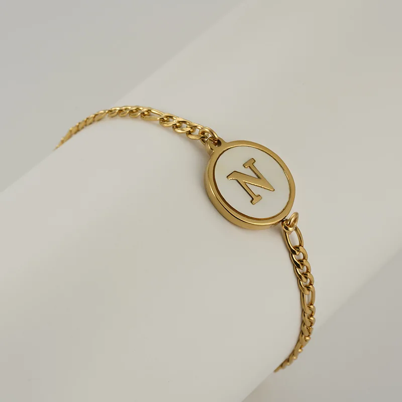 Women Chain Stainless Steel Initials Bracelet Coloured Round Shell Initial Letter  a to Z Jewellery Alphabet Charm Bracelets - China Letter Initials Round  Bracelets and Letter Bracelets price