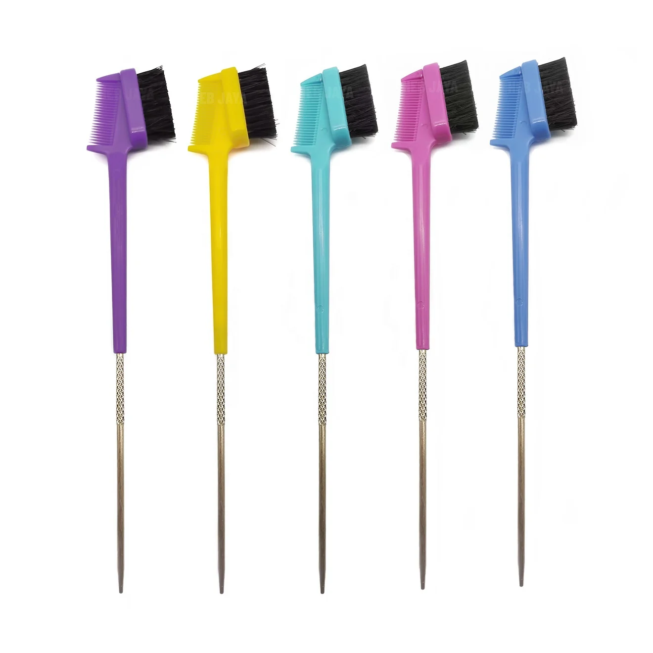 Оптовая продажа, розовая Двухсторонняя щетка 3 в 1 для управления краями бровей и Расческа с крысиным хвостом, оптовая продажа, частный логотип