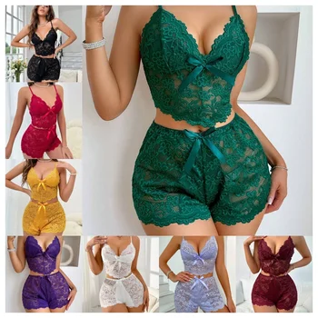 New Women's Casual Pajamas Set Shorts Sleeveless Homestays Front Slit Summer Pajamas Women
