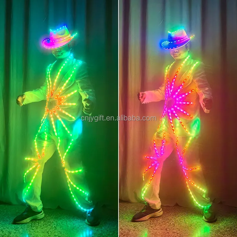 Light up Night Club Pop Flash Dress Garment Hat on the Stage Show Magic  Color Costume Clothing Atmosphere Road Carnival Costume