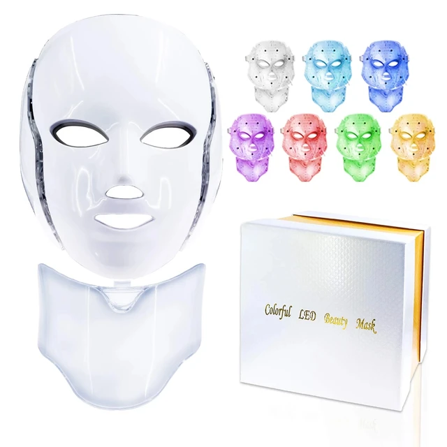 192pcs LED Bulbs EMS Microcurrent Skin Tightening face mask machine with 7 color light